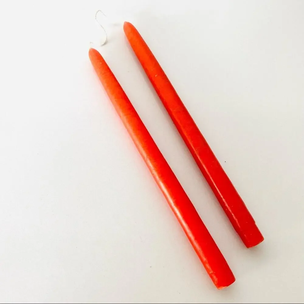 NEW ANTHROPOLOGIE Bright Red 11” Classic Paraffin Wax Taper Candle Sticks S/2